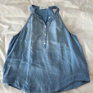 Cloth & Stone Chambray High Neck Top - Size Large